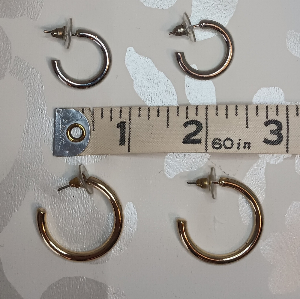 Halogen Silver & Gold Hoop Earrings - Picture 4 of 4